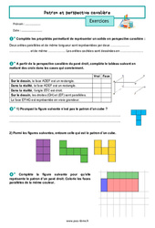 Patron et perspective cavalière - Exercices de géométrie pour la  : 6eme Primaire - PDF à imprimer