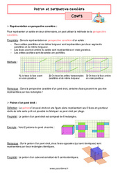 Patron et perspective cavalière - Cours de géométrie pour la  : 6eme Primaire - PDF à imprimer