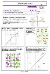 Figures symétriques - Examen Evaluation de géométrie pour la  : 6eme Primaire - PDF à imprimer