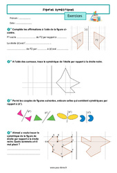 Figures symétriques - Exercices de géométrie pour la  : 6eme Primaire - PDF à imprimer