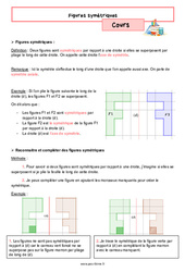 Figures symétriques - Cours de géométrie pour la  : 6eme Primaire - PDF à imprimer