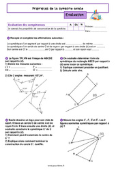 Propriétés de la symétrie axiale - Examen Evaluation de géométrie pour la  : 6eme Primaire