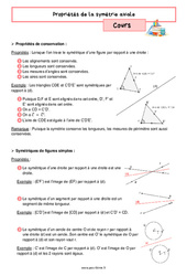 Propriétés de la symétrie axiale - Cours de géométrie pour la  : 6eme Primaire - PDF à imprimer