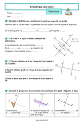 Symétrique d'un point - Exercices de géométrie pour la  : 6eme Primaire - PDF à imprimer
