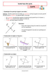 Symétrique d'un point - Cours de géométrie pour la  : 6eme Primaire - PDF à imprimer