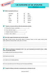 Les synonymes et les antonymes - Exercices de vocabulaire pour la  : 6eme Primaire - PDF à imprimer