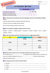 La formation des mots - Examen Evaluation de vocabulaire pour la  : 6eme Primaire - PDF à imprimer
