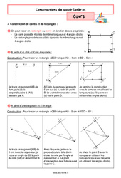Constructions de quadrilatères - Cours de géométrie pour la  : 6eme Primaire
