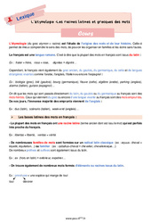 Les racines latines et grecques en français - Cours de vocabulaire pour la  : 6eme Primaire - PDF à imprimer