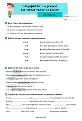 Le présent des verbes vouloir et pouvoir - Exercices de conjugaison : 3eme Primaire - PDF à imprimer