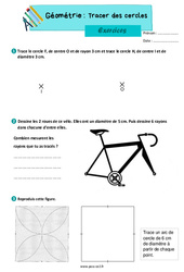 Tracer des cercles - Exercices de géométrie : 3eme Primaire - PDF à imprimer