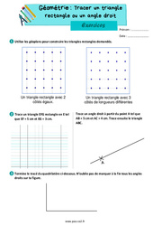 Tracer un triangle rectangle ou un angle droit - Exercices de géométrie : 3eme Primaire