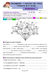L’imparfait des verbes fréquents du 3e groupe - Évaluation de conjugaison : 3eme Primaire - PDF à imprimer