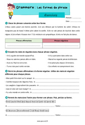 Les formes de phrase - Exercices grammaire : 3eme Primaire - PDF à imprimer