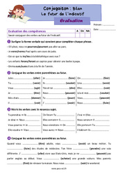 Le futur de l’indicatif (bilan) - Évaluation de conjugaison : 3eme Primaire - PDF à imprimer