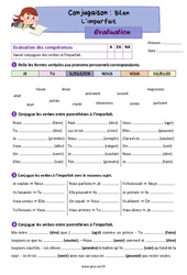 L’imparfait (bilan) - Évaluation de conjugaison : 3eme Primaire - PDF à imprimer