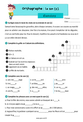 Son [z] - Exercices d'orthographe : 3eme Primaire - PDF à imprimer