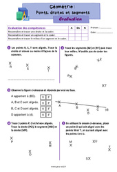 Points, droites et segments - Évaluation de géométrie : 3eme Primaire