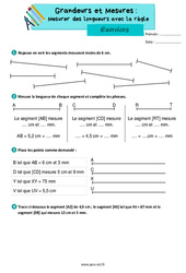 Mesurer des longueurs avec la règle - Exercices de grandeurs et mesures : 3eme Primaire - PDF à imprimer