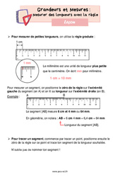 Mesurer des longueurs avec la règle - Cours, Leçon de grandeurs et mesures : 3eme Primaire - PDF gratuit à imprimer