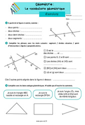 Le vocabulaire géométrique - Exercices de géométrie : 3eme Primaire - PDF à imprimer