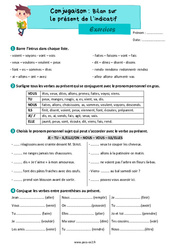 Le présent de l’indicatif (bilan) - Exercices de conjugaison : 3eme Primaire - PDF à imprimer