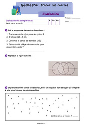 Tracer des cercles - Évaluation de géométrie : 4eme Primaire - PDF à imprimer