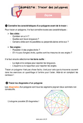 Tracer des polygones - Cours, Leçon de géométrie : 4eme Primaire <small style='color:inherit;'>(téléchargement gratuit)</small>