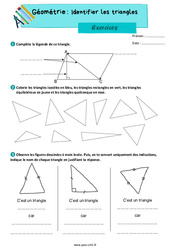 Identifier les triangles - Exercices de géométrie : 4eme Primaire