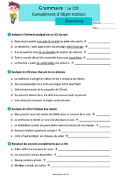Exercice Le COI - Fiches complément d’objet indirect - Exercices de grammaire : 4eme Primaire - PDF à imprimer