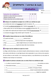 L’attribut du sujet - Évaluation de grammaire : 4eme Primaire - PDF à imprimer