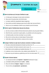 L’attribut du sujet - Exercices de grammaire : 4eme Primaire - PDF à imprimer