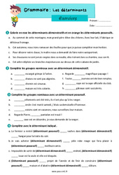 Les déterminants - Exercices de grammaire : 4eme Primaire - PDF à imprimer