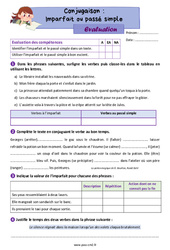 Alternance- Fiches Imparfait ou passé simple - Évaluation de conjugaison : 4eme Primaire - PDF à imprimer