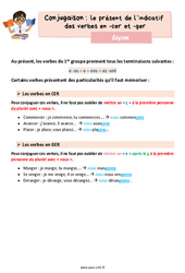 Le présent de l’indicatif des verbes en - cer et - ger - Cours, Leçon de conjugaison : 4eme Primaire - PDF gratuit à imprimer