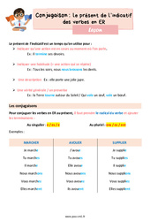 Le présent de l’indicatif des verbes en ER - Cours, Leçon de conjugaison : 4eme Primaire - PDF gratuit à imprimer