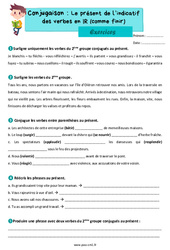 Le présent de l’indicatif des verbes du 2ème groupe - Exercices de conjugaison : 4eme Primaire - PDF à imprimer