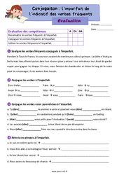 L’imparfait des verbes fréquents - Évaluation de conjugaison : 4eme Primaire - PDF à imprimer
