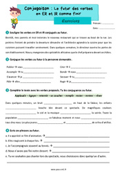 Le futur des verbes en ER et IR comme finir - Exercices de conjugaison : 4eme Primaire - PDF à imprimer