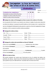 Le futur des verbes en ER et IR comme finir - Évaluation de conjugaison : 4eme Primaire - PDF à imprimer