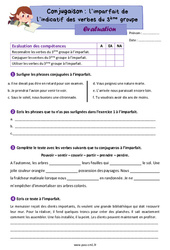 L’imparfait des verbes du  groupe - Évaluation de conjugaison : 4eme Primaire - PDF à imprimer