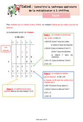 Connaître et utiliser la technique de la multiplication posée à 2 chiffres - Cours, Leçon de calcul pour le  : 4eme Primaire