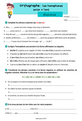 Les homophones grammaticaux - Fiches on/on n’/ont - Exercices d'orthographe : 4eme Primaire - PDF à imprimer