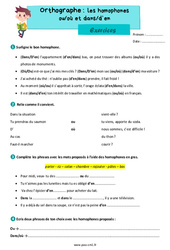 Les homophones grammaticaux - Fiches ou/où et dans/d’en - Exercices d'orthographe : 4eme Primaire - PDF à imprimer