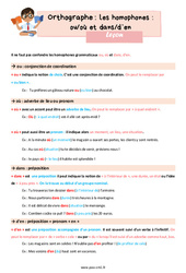 Les homophones grammaticaux - Fiches ou/où et dans/d’en - Cours, Leçon d'orthographe : 4eme Primaire - PDF gratuit à imprimer