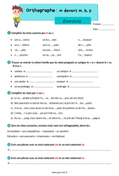 m devant m,b,p - Exercices d'orthographe : 4eme Primaire - PDF à imprimer