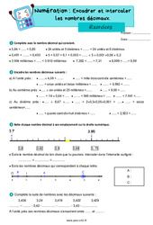 Encadrer, intercaler des nombres décimaux - Exercices de numération : 4eme Primaire - PDF à imprimer