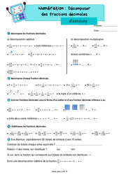 Décomposer des fractions décimales - Exercices de numération : 4eme Primaire - PDF à imprimer