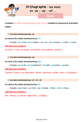 Les mots en ac, ap, af - Cours, Leçon d'orthographe : 5eme Primaire - PDF gratuit à imprimer