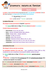Nature et fonction - Cours, Leçon de grammaire : 5eme Primaire - PDF gratuit à imprimer